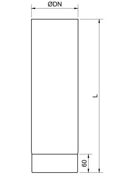 TUBO RECTO VITRIFICADO NEGRO MATE ø 150 mm L 1000 mm