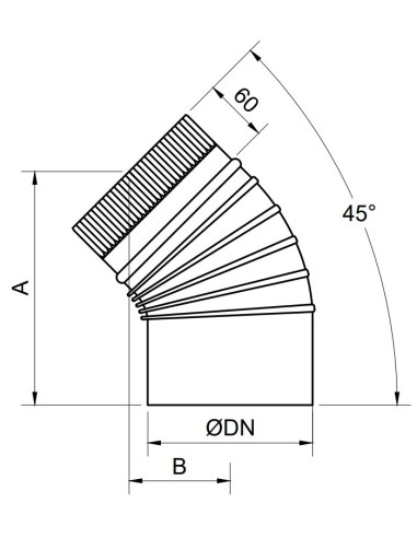 CODO RIZADO GALVANIZADO ø 150 mm a 45º